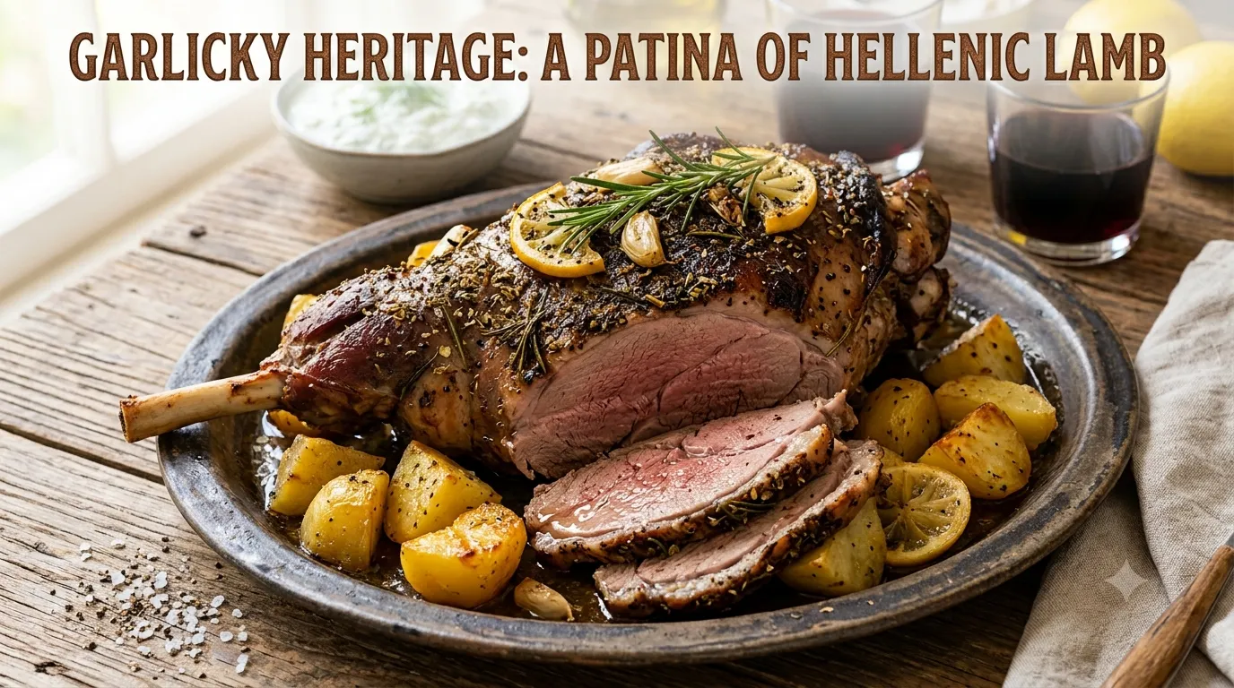 Authentic Roasted Leg of Lamb with lemon potatoes and oregano