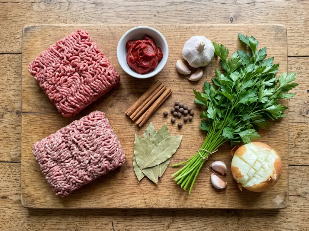 Spiced beef and lamb meat sauce for Greek moussaka