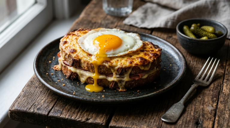 Classic Croque Monsieur with ham, Gruyère and Béchamel