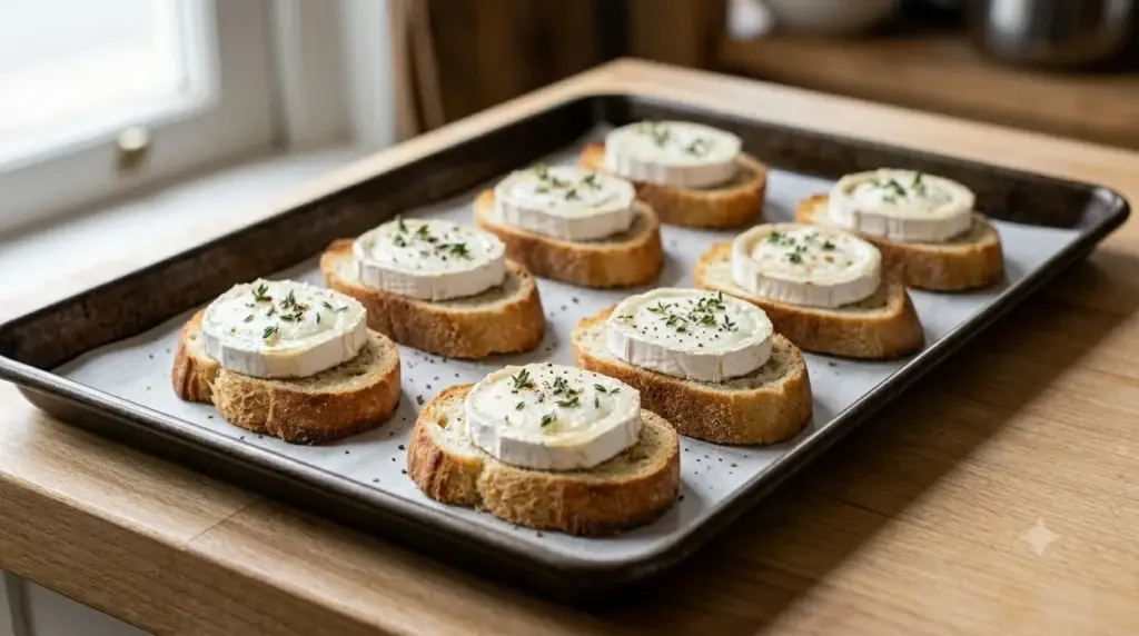 Warm goat cheese toast for Salade de Chèvre Chaud