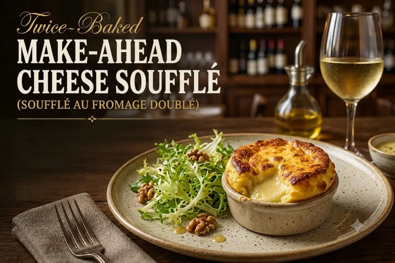 twice-baked cheese soufflé with Gruyère