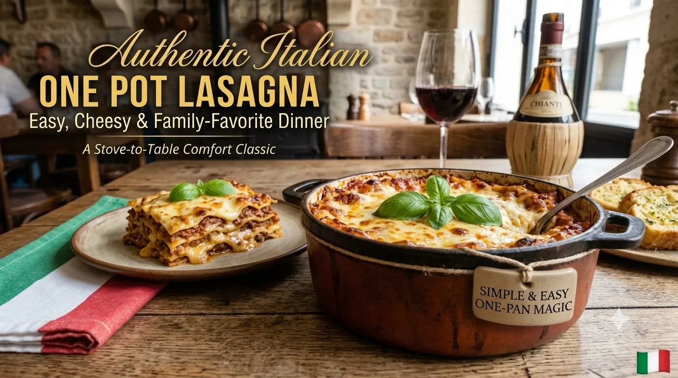 ONE POT LASAGNA - Easy, Cheesy & Family-Favorite Dinner - A Stove-to-Table Comfort Classic